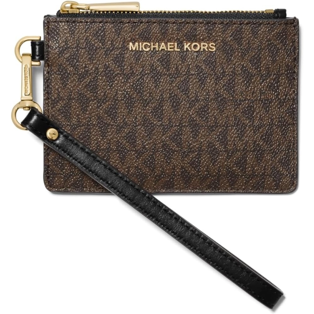 image:imageMichael Kors Mercer Small Coin Purse Luggage One SizeGoldtone HardwareMk Signature Coated TwillBrownBlack