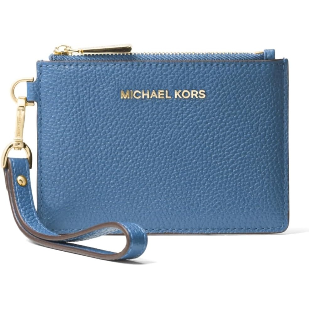 image:imageMichael Kors Mercer Small Coin Purse Luggage One SizeGoldtone HardwarePebble LeatherFrench Blue