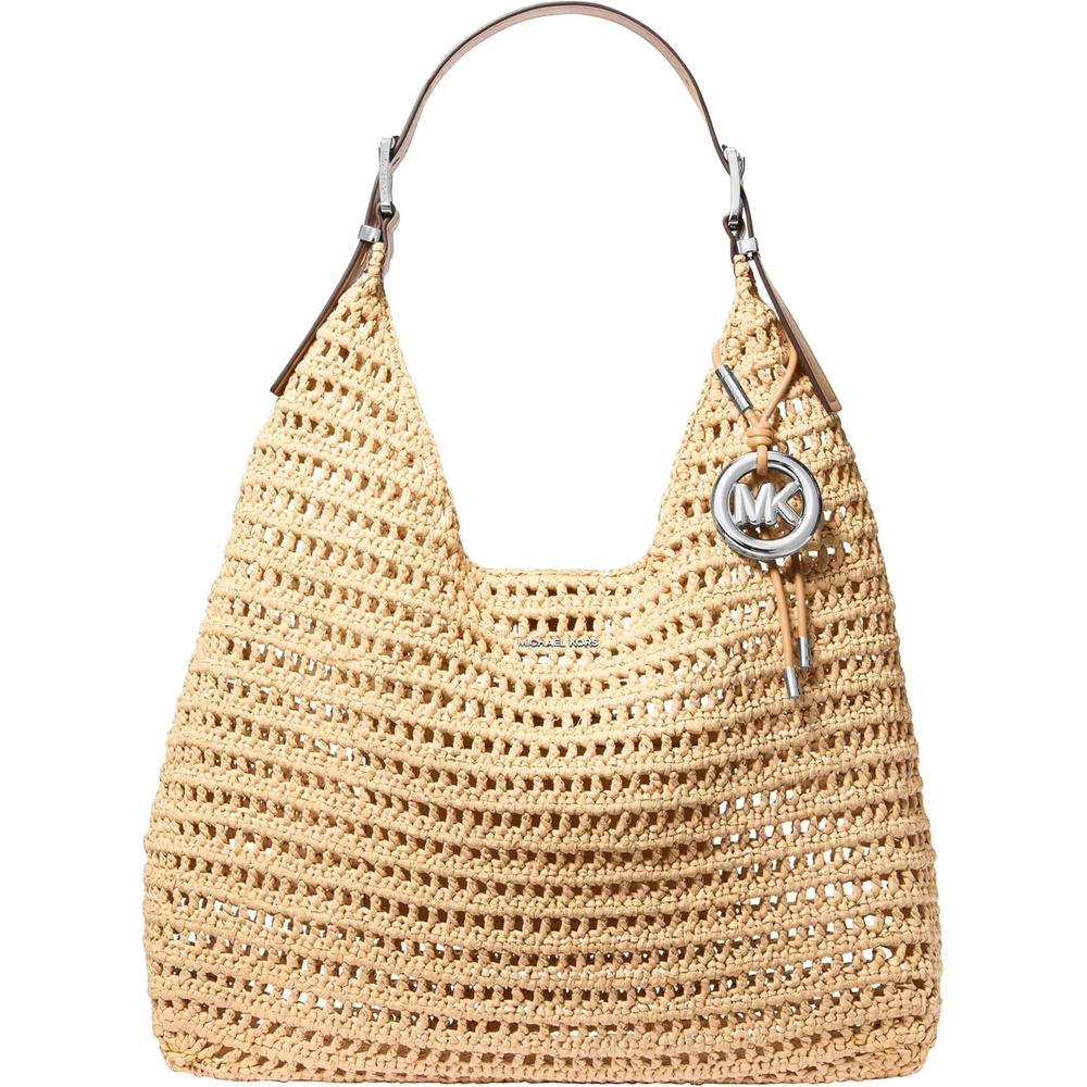 image:imageMichael Kors Nolita Large Hobo Shoulder BagCrochet StrawNaturalPeanut