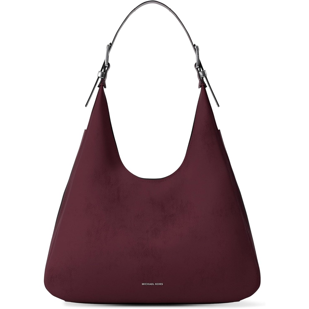 image:imageMichael Kors Nolita Large Hobo Shoulder BagSilvertone HardwareNubuck LeatherOxblood