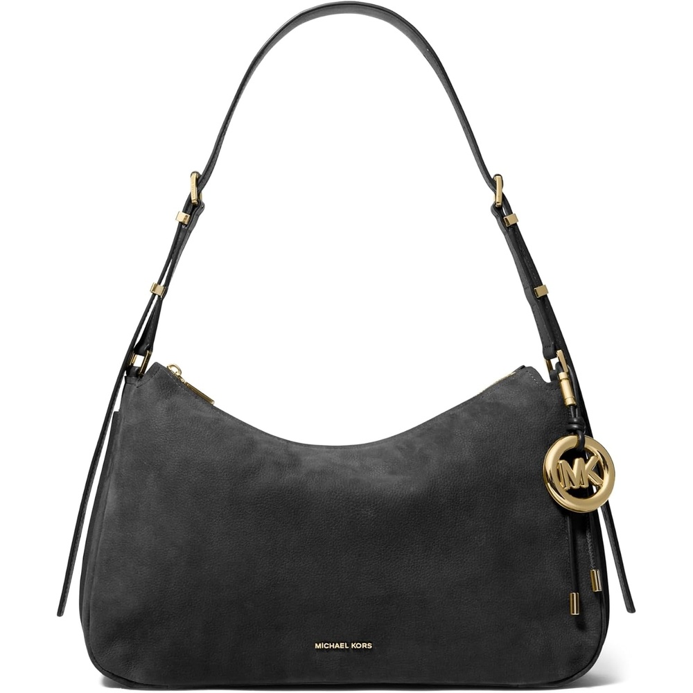 image:imageMichael Kors Nolita Medium Top Zip Convertible Shoulder BagGoldtone HardwareNubuck LeatherBlack