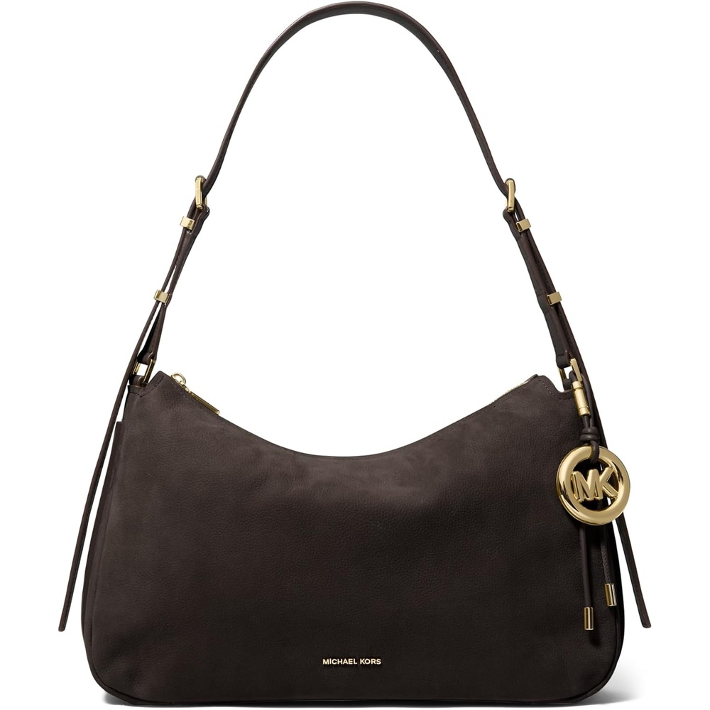 image:imageMichael Kors Nolita Medium Top Zip Convertible Shoulder BagGoldtone HardwareNubuck LeatherChocolate