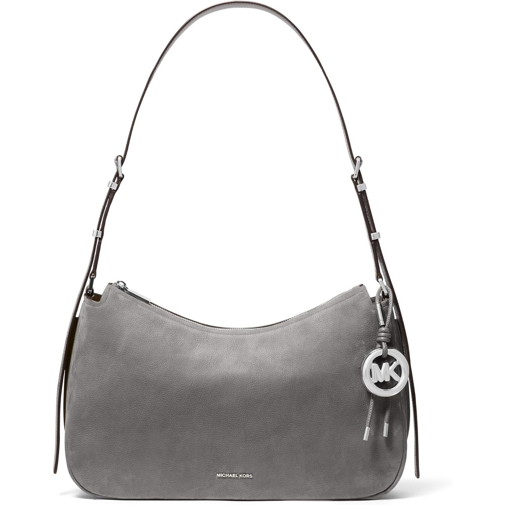 image:imageMichael Kors Nolita Medium Top Zip Convertible Shoulder BagSilvertone HardwareNubuck LeatherStorm