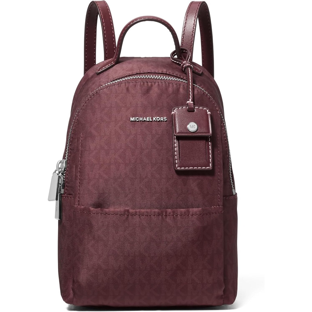 image:imageMichael Kors Sable Extra Small Covertible Messenger BackpackSilvertone HardwareTonal Mk Signature NylonOxblood