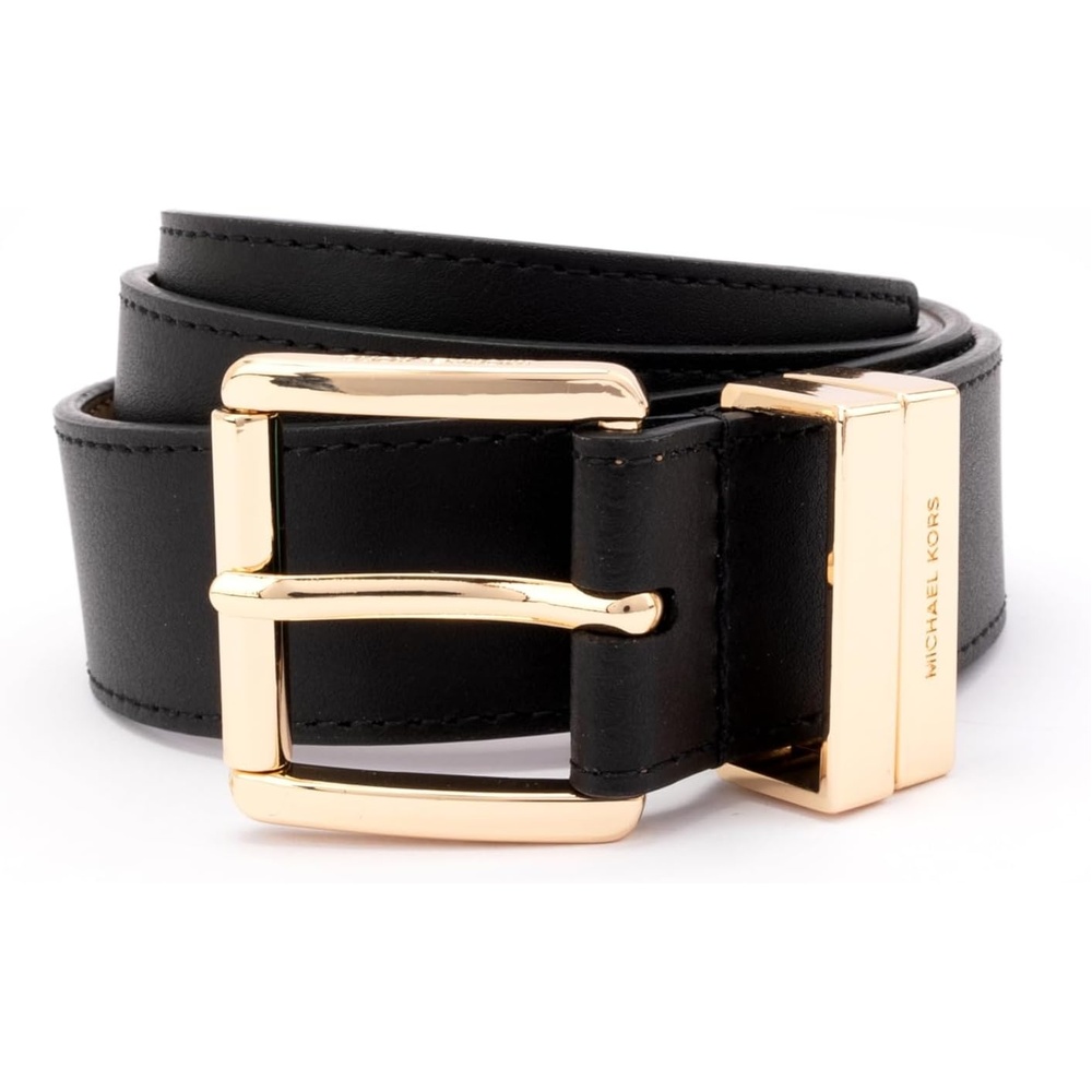 image:imageMichael Kors Womens 125 Inch Leather Belt Stylish Fashion Accessory for Everyday WearBlackGold