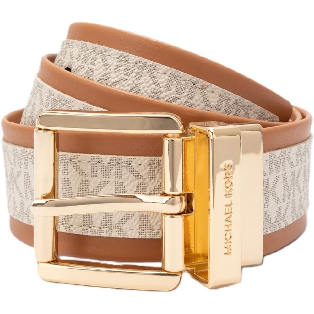 image:imageMichael Kors Womens 15 Inch Reversible Logo Belt Stylish Accessory for Everyday Adjustable FitVanilla