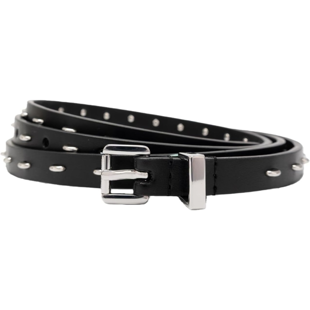 image:imageMichael Kors Womens 5 Inch Nonreversible Half Moon Studded Belt Stylish amp Adjustable FitBlack Pol Nickel