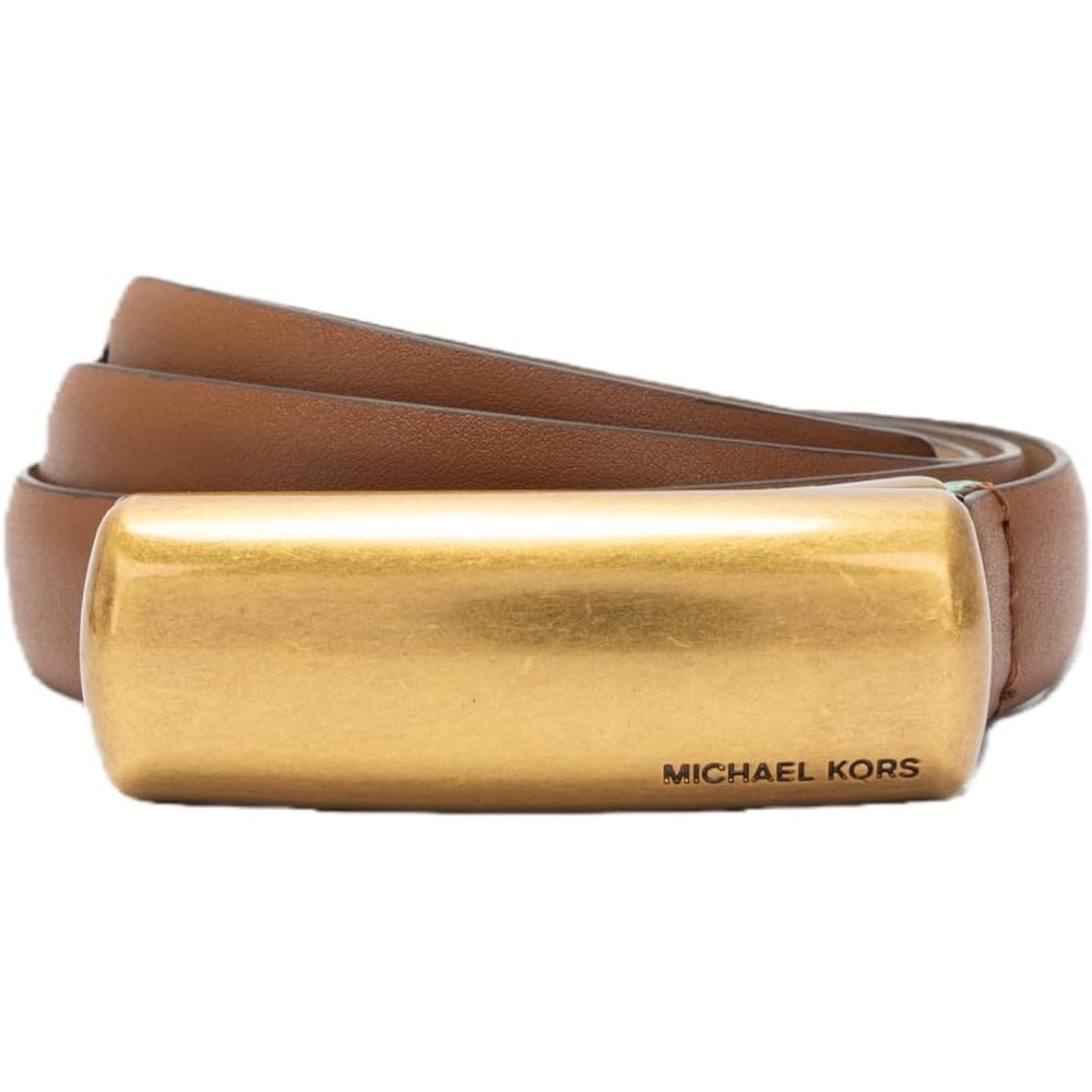 image:imageMichael Kors Womens 7 Inch Bubble Plaque Belt Stylish Accessory for Everyday Wear Adjustable FitLuggage Ant Gold