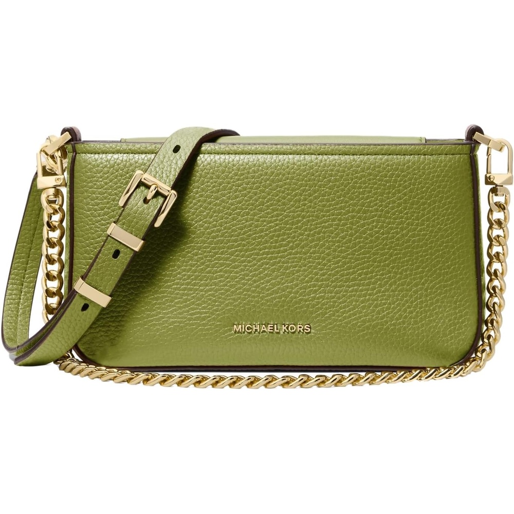 image:imageMichael Kors Womens Bryant Small Convertible Crossbody BagGoldtone HardwarePebble Embossed LeatherMeadow Green