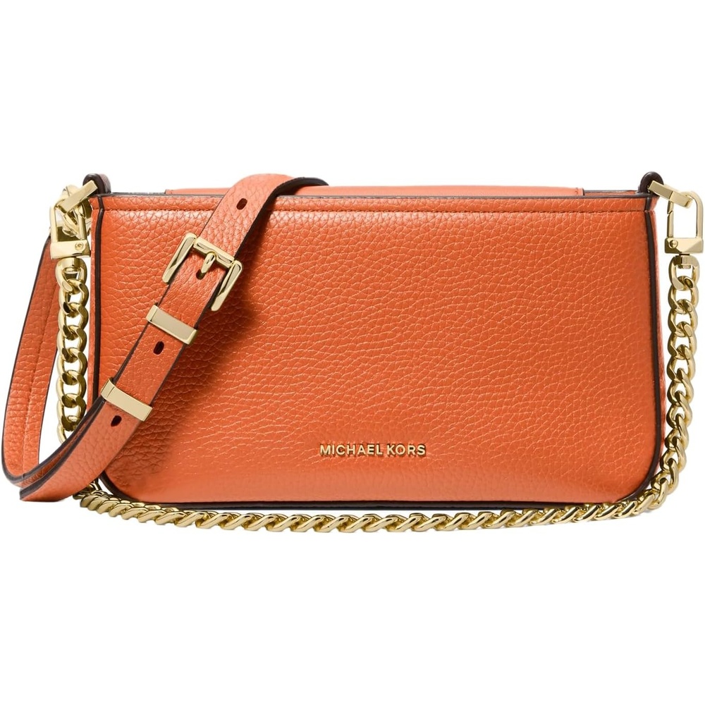 image:imageMichael Kors Womens Bryant Small Convertible Crossbody BagGoldtone HardwarePebble Embossed LeatherOrange Punch
