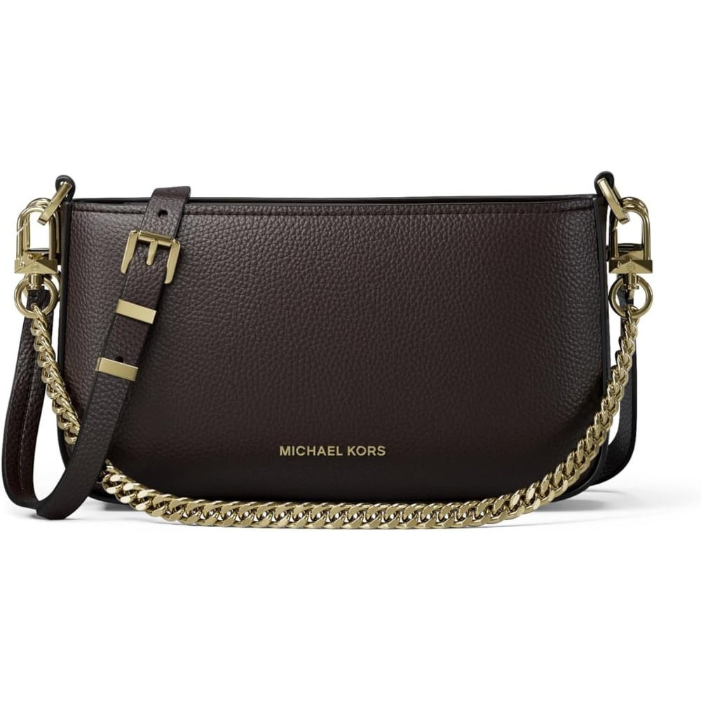 image:imageMichael Kors Womens Bryant Small Convertible Crossbody BagGoldtone HardwarePebble LeatherChocolate