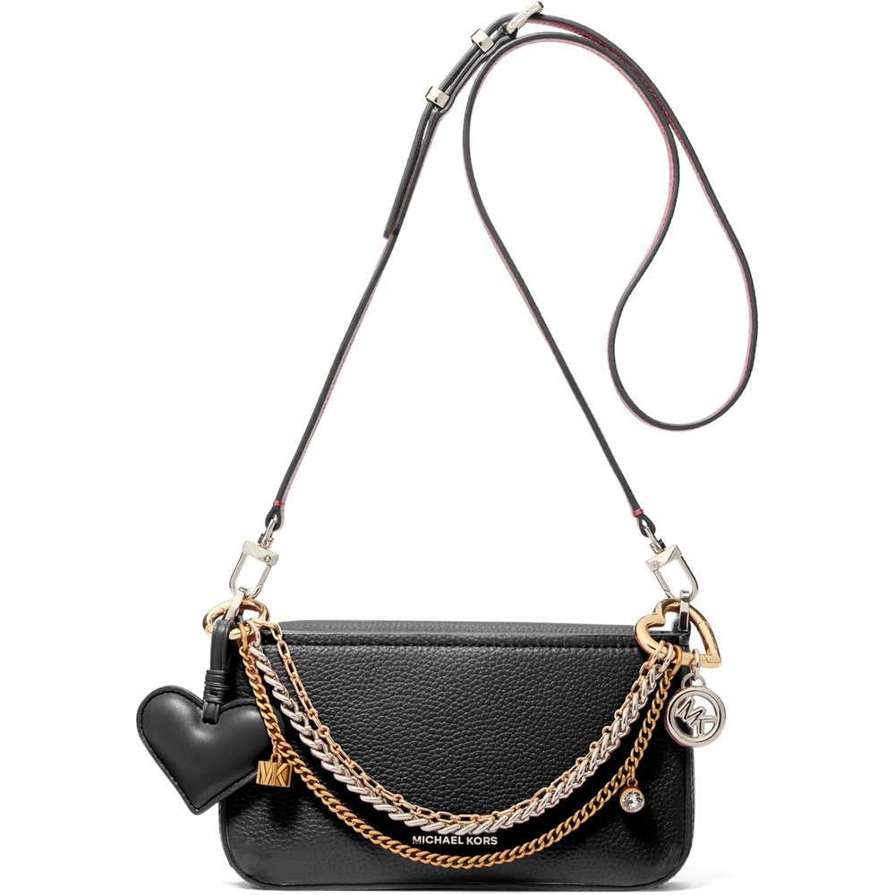 image:imageMichael Kors Womens Bryant Small Convertible Crossbody BagSilvertone HardwareJewel ChainBlack