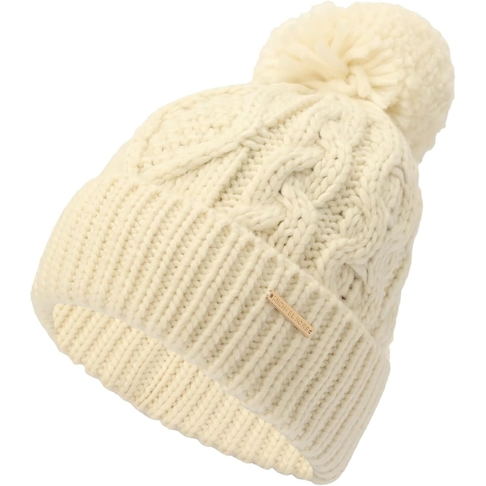 image:imageMichael Kors Womens Diamond Cable Cuff Hat Stylish Fashion Accessory for Winter Cream