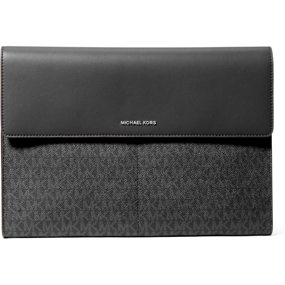 image:imageMichael Kors Womens Fold Over Midi DresSilvertone HardwareTonal Mk Signature Coated TwillBlack