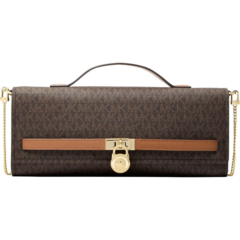 image:imageMichael Kors Womens Hamilton Moderne Medium Top Handle ClutchBrownAcorn