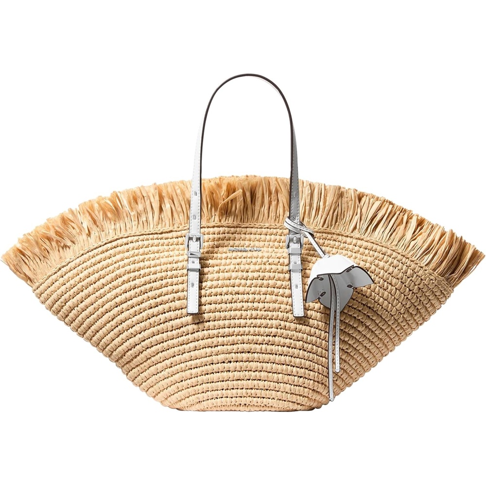 image:imageMichael Kors Womens Isa Small Fan ToteNaturalOptic White