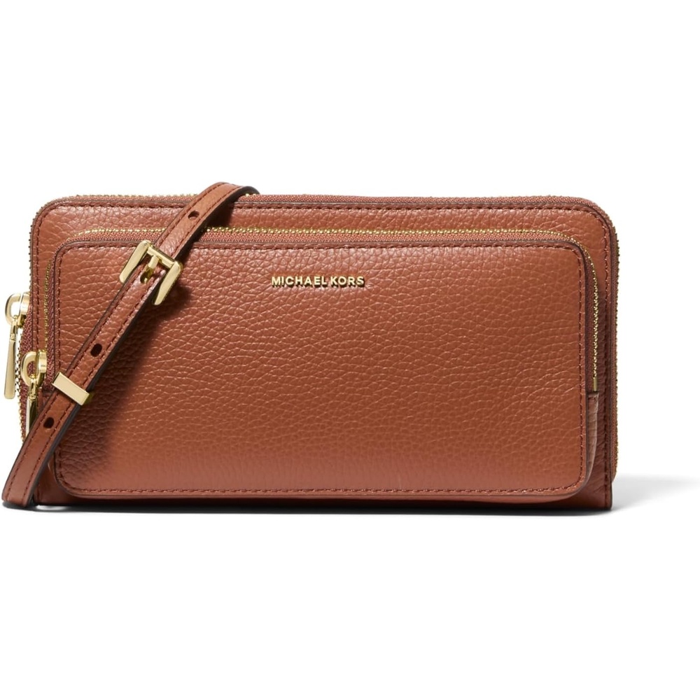 image:imageMichael Kors Womens Jet Set Continental Crossbody WalletGoldtone HardwarePebble LeatherLuggage