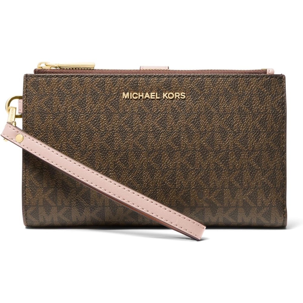 image:imageMichael Kors Womens Jet Set Double Zip WristletGoldtone HardwareBrownSoft Pink