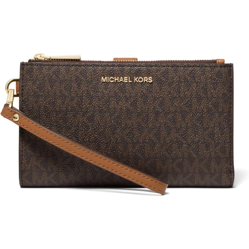 image:imageMichael Kors Womens Jet Set Double Zip WristletGoldtone HardwareVanillaBrown