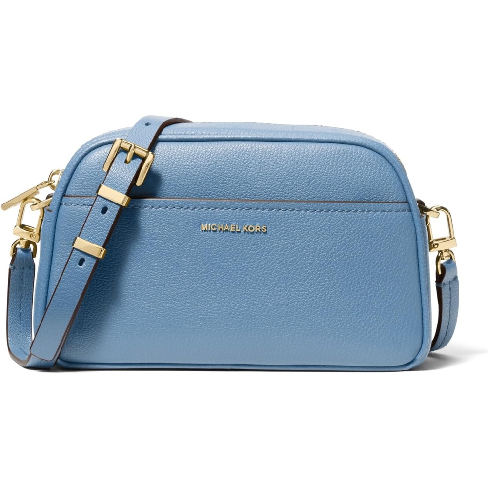 image:imageMichael Kors Womens Jet Set Small Camera CrossbodyGoldtone HardwareEmbossed Goat LeatherFrench Blue
