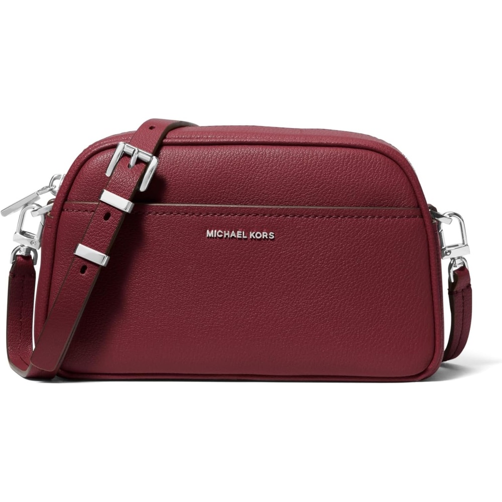image:imageMichael Kors Womens Jet Set Small Camera CrossbodySilvertone HardwareEmbossed Goat LeatherOxblood