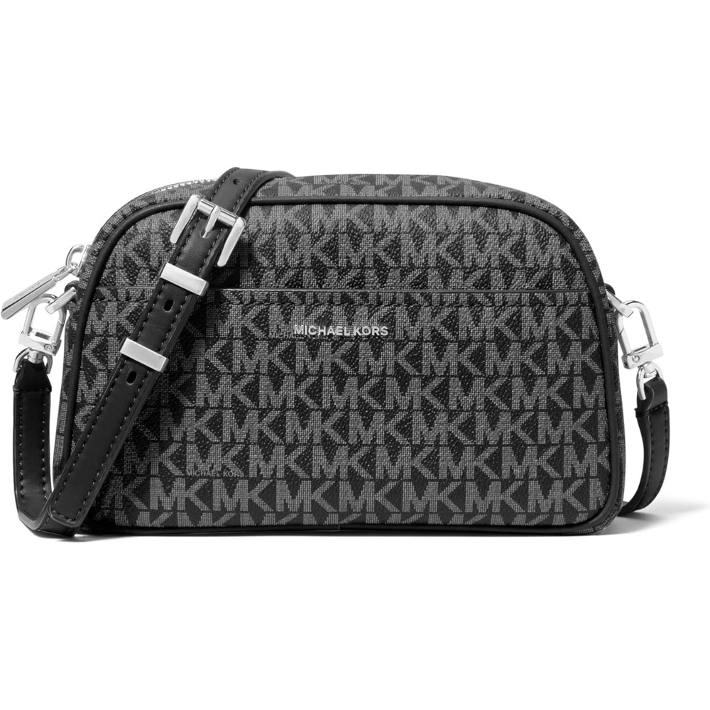 image:imageMichael Kors Womens Jet Set Small Camera CrossbodySilvertone HardwareTonal Mk Signature Coated TwillBlack