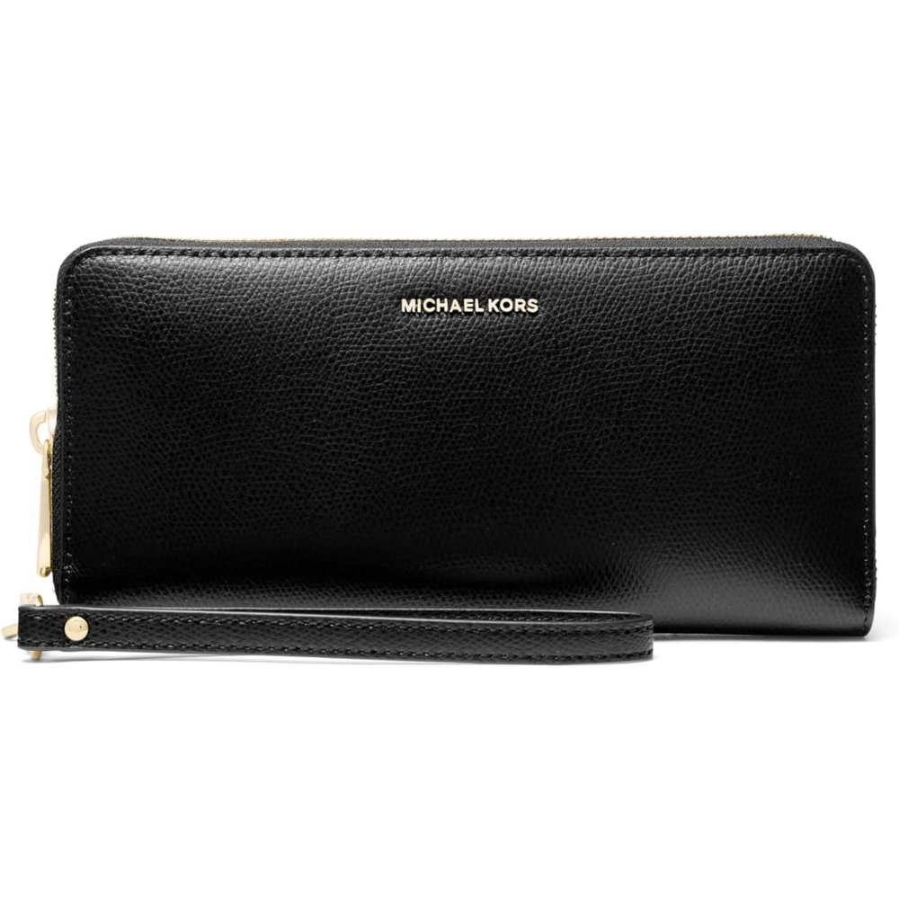 image:imageMichael Kors Womens Jet Set Travel Continental GoldTone HardwareMK Signature Semi Lux Black ChambrayGoldtone HardwareMk Signature With Logo WebbingBlack