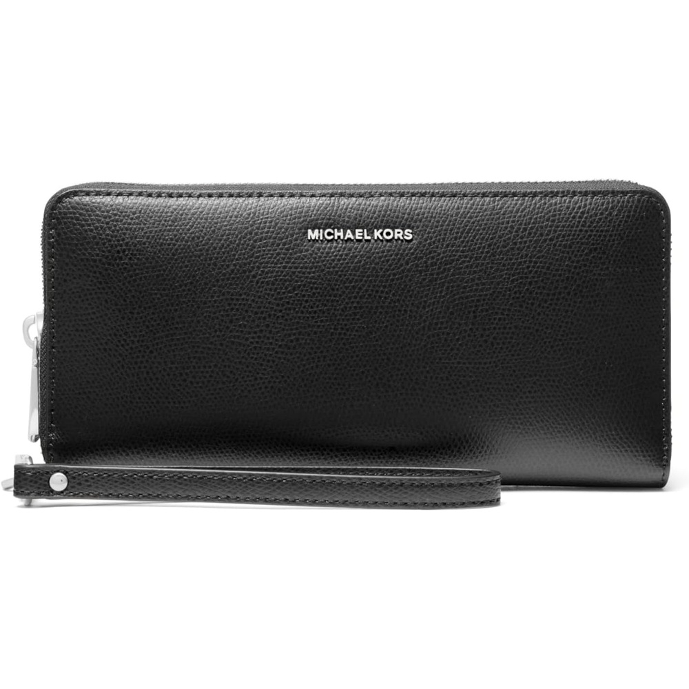 image:imageMichael Kors Womens Jet Set Travel Continental GoldTone HardwareMK Signature Semi Lux Black ChambraySilvertone HardwareCrossgrain LeatherBlack