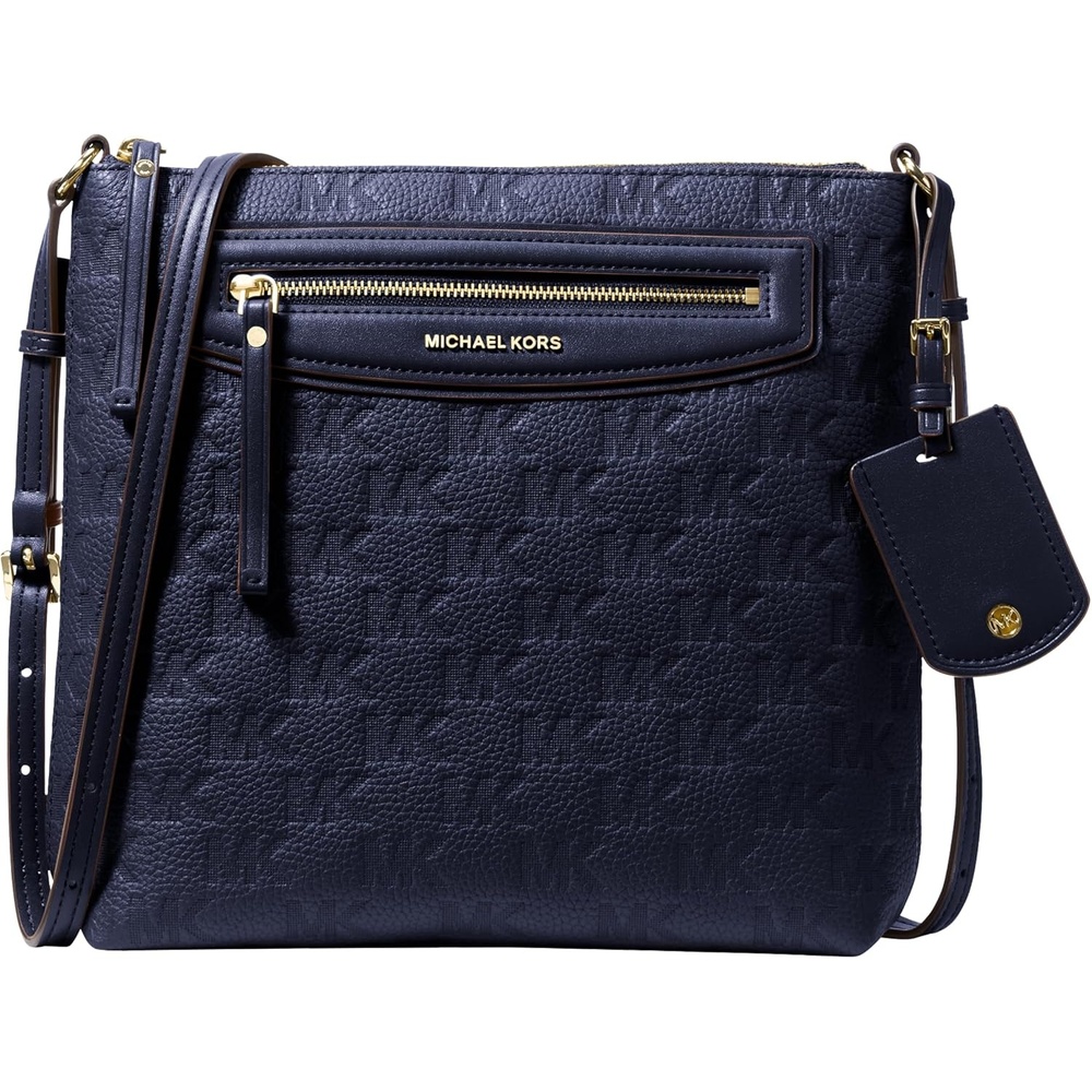image:imageMichael Kors Womens Jet Set Travel Large TopZip CrossbodyGoldtone HardwareLeatherDress Blues