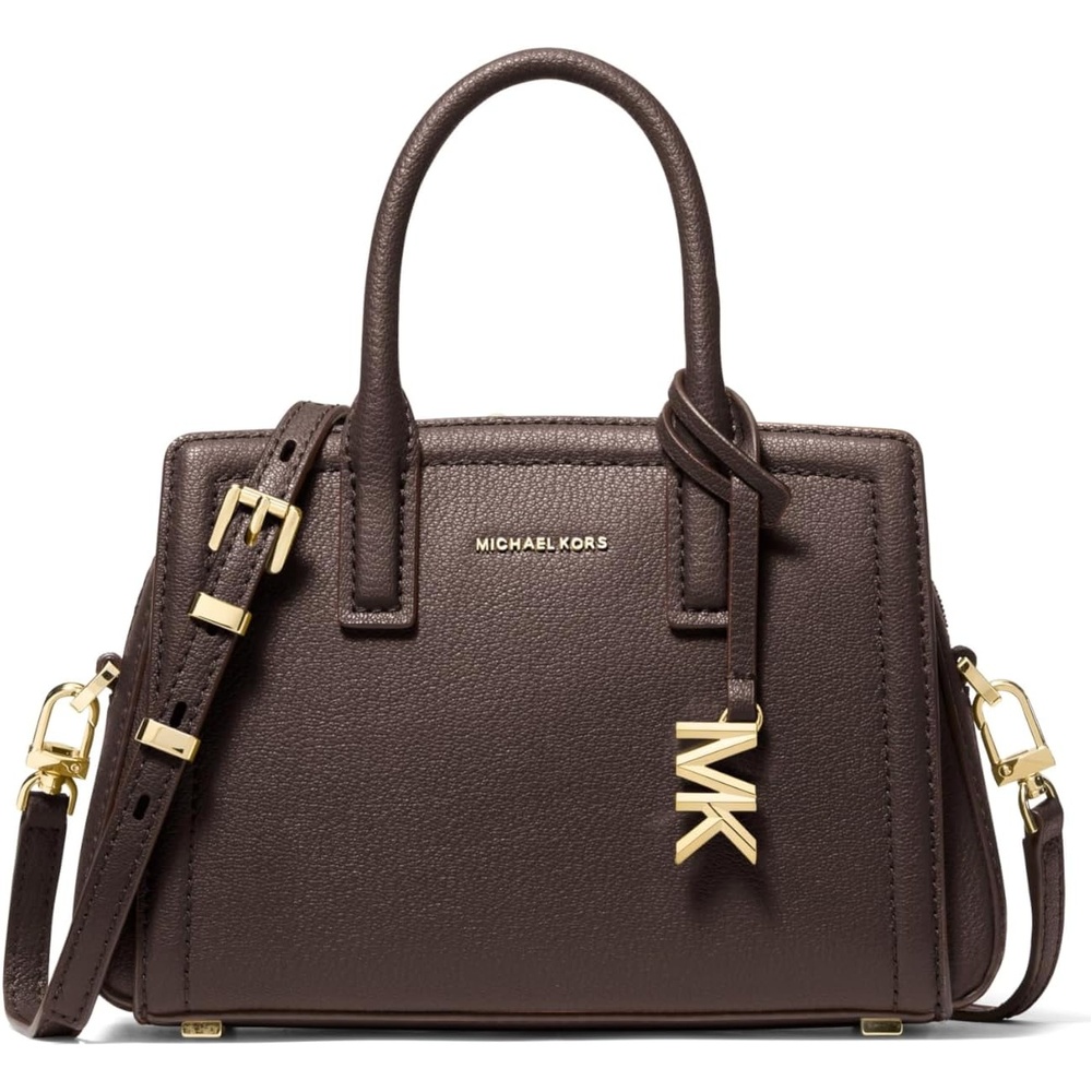 image:imageMichael Kors Womens Laila Extra Small Crossbody BagGoldtone HardwareEmbossed Goat LeatherChocolate