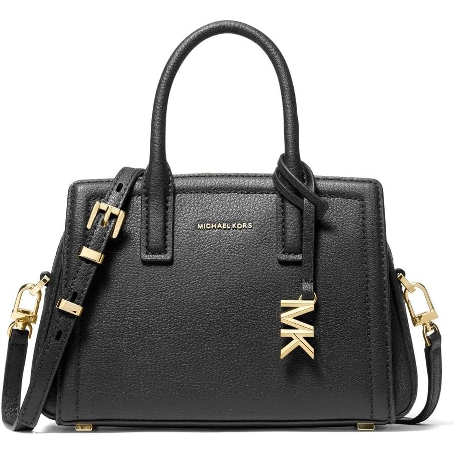 image:imageMichael Kors Womens Laila Extra Small Crossbody BagGoldtone HardwareEmbossed LeatherBlack