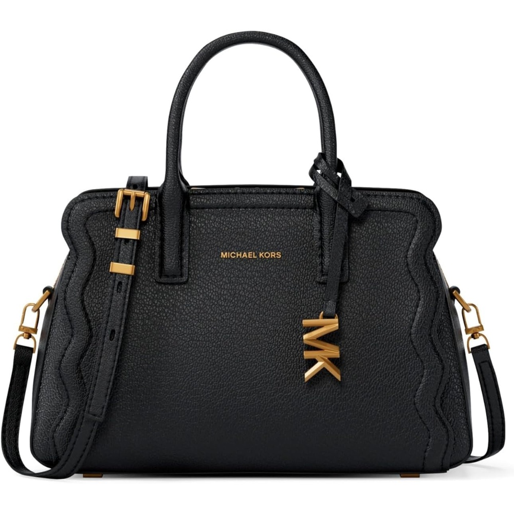 image:imageMichael Kors Womens Laila Extra Small Crossbody BagGoldtone HardwareLeatherBlack