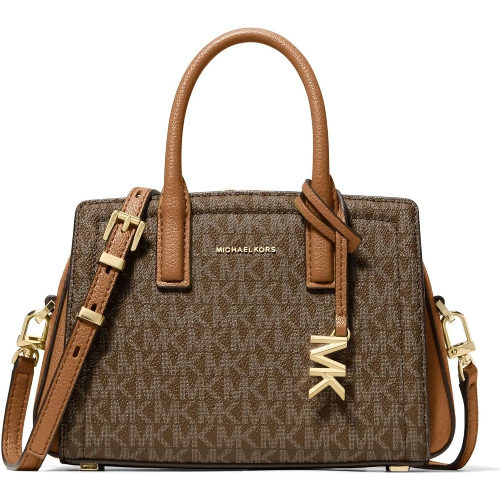 image:imageMichael Kors Womens Laila Extra Small Crossbody BagGoldtone HardwareSignature Coated TwillBrownAcorn