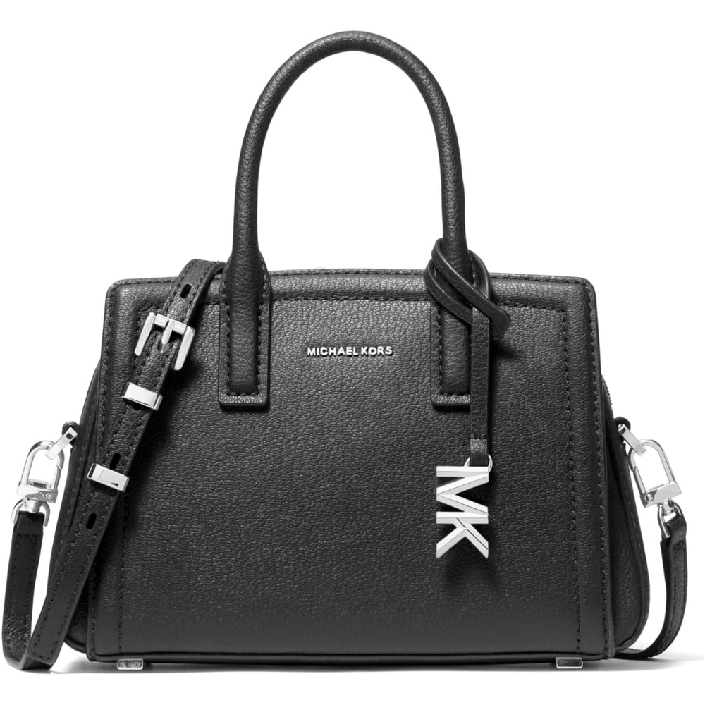 image:imageMichael Kors Womens Laila Extra Small Crossbody BagSilvertone HardwareEmbossed Goat LeatherBlack