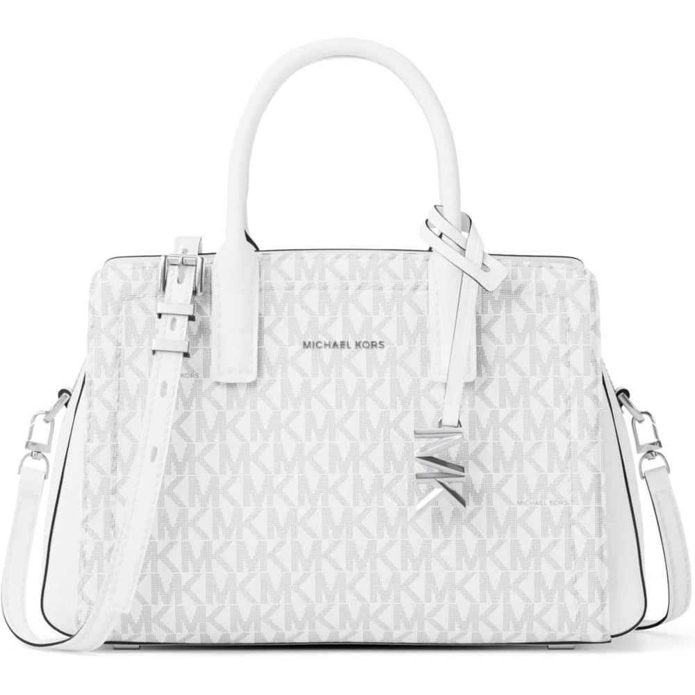image:imageMichael Kors Womens Laila Extra Small Crossbody BagSilvertone HardwareSignature Coated TwillOptic WhiteAllum