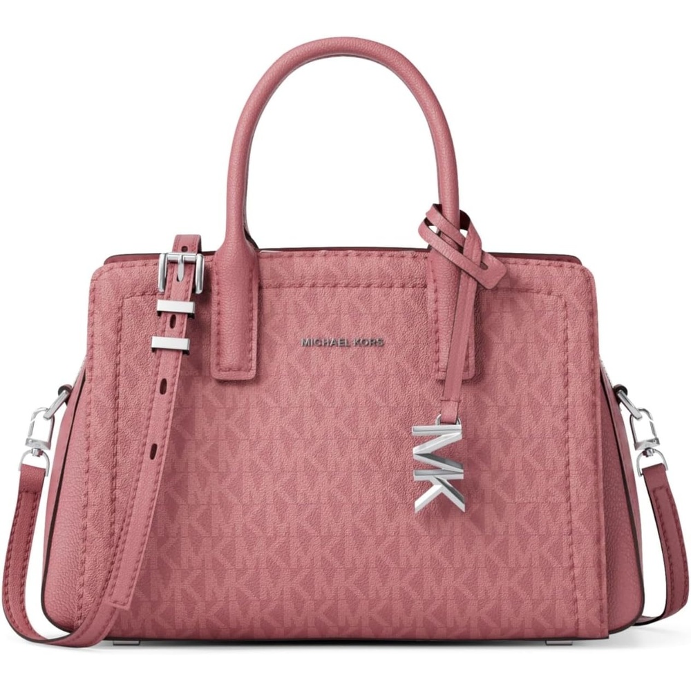 image:imageMichael Kors Womens Laila Extra Small Crossbody BagSilvertone HardwareSignature Coated TwillRosewood