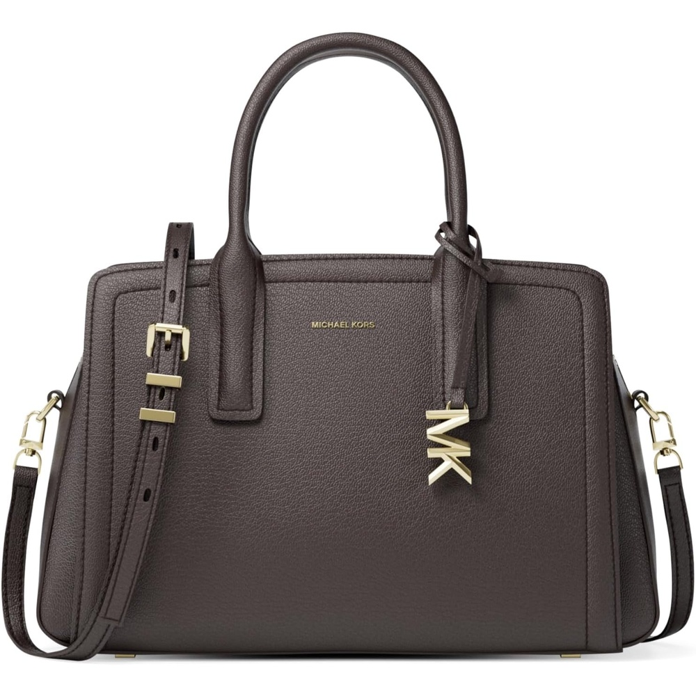 image:imageMichael Kors Womens Laila Medium SatchelGoldtone HardwareEmbossed Goat LeatherChocolate