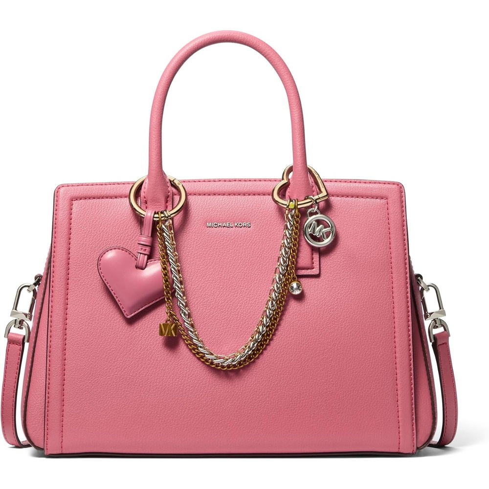 image:imageMichael Kors Womens Laila Medium SatchelSilvertone HardwareJewel ChainRosewood