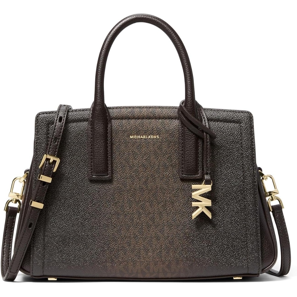 image:imageMichael Kors Womens Laila Small SatchelGoldtone HardwareMk Signature Semi LuxChocolate