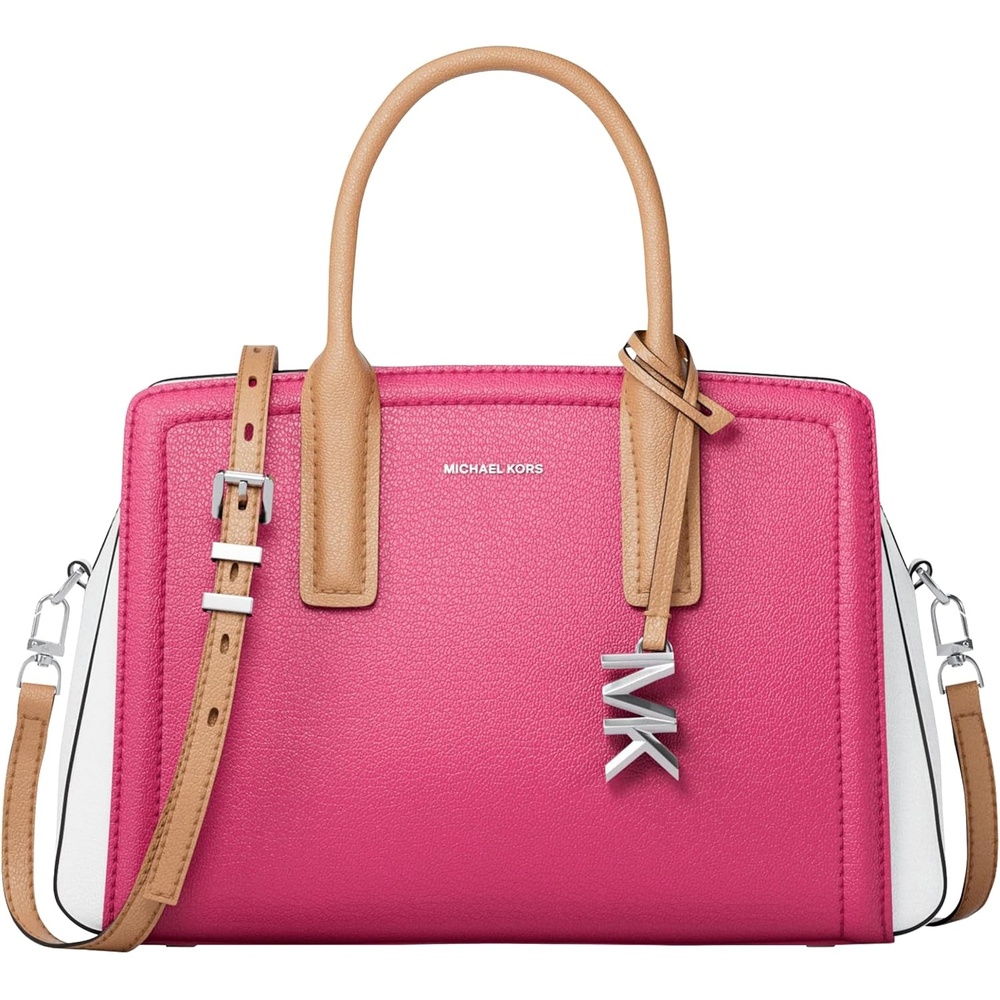 image:imageMichael Kors Womens Laila Small SatchelSilvertone HardwareLeatherRaspberry Multi