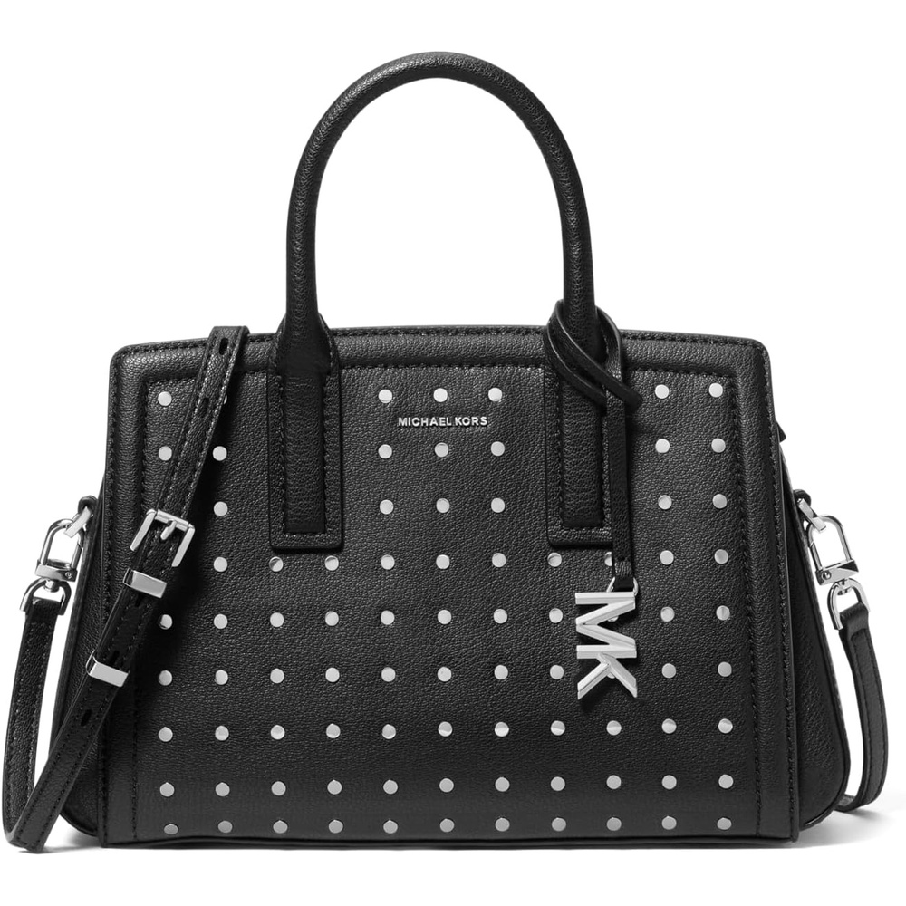 image:imageMichael Kors Womens Laila Small SatchelSilvertone HardwareNail Head StudsBlack