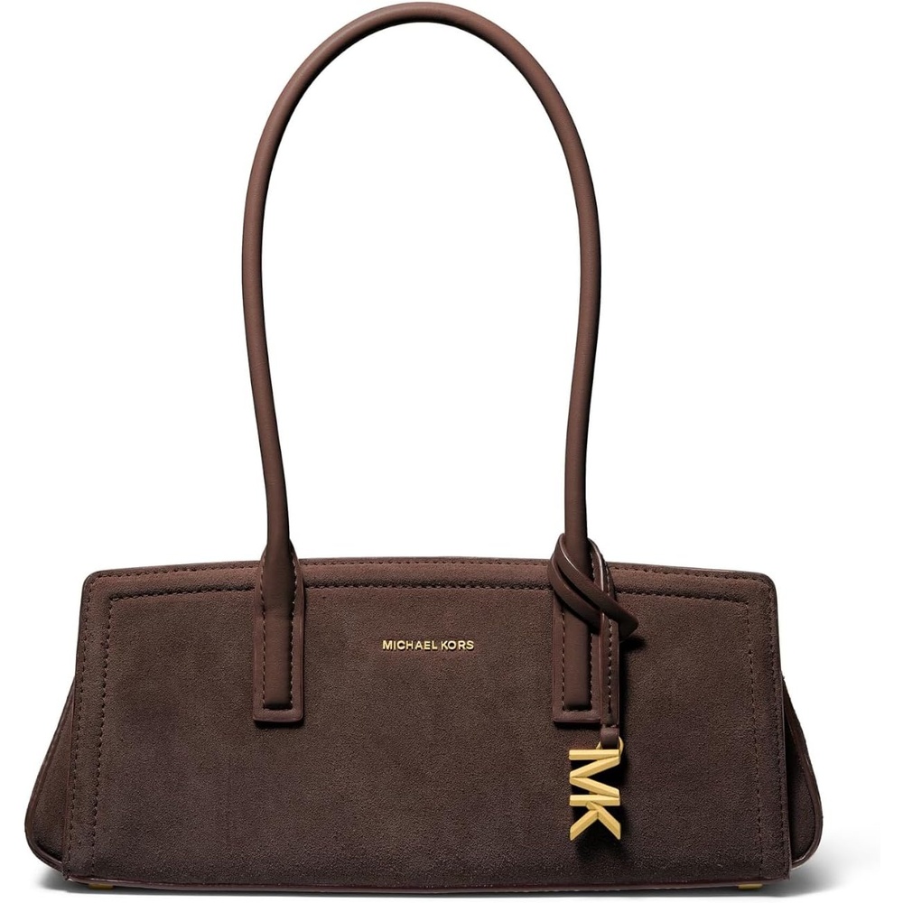 image:imageMichael Kors Womens Laila Small Shoulder Tote BagGoldtone HardwareSuede LeatherChocolate