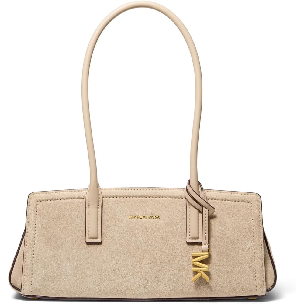 image:imageMichael Kors Womens Laila Small Shoulder Tote BagGoldtone HardwareSuede LeatherKhaki