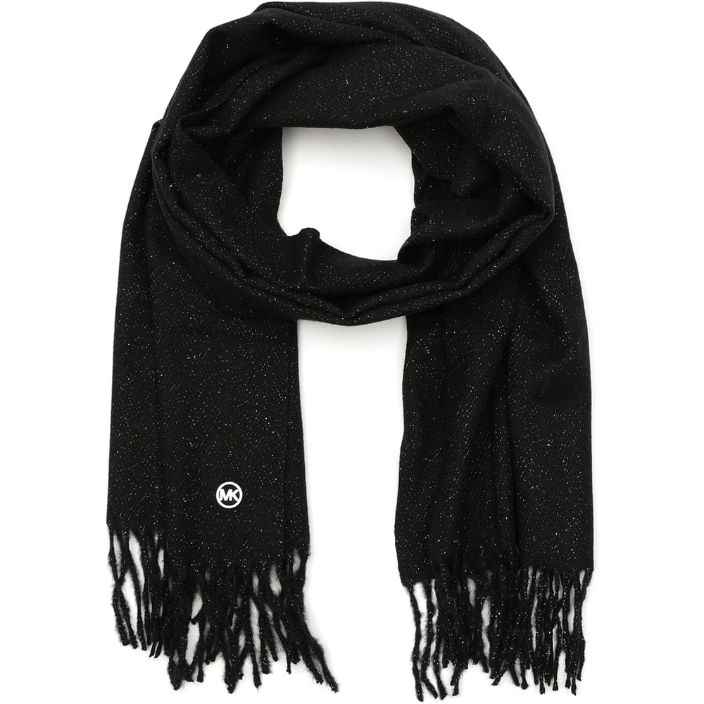 image:imageMichael Kors Womens Metallic Herringbone Wrap Stylish Fashion AccessoryBlack Silver Metal