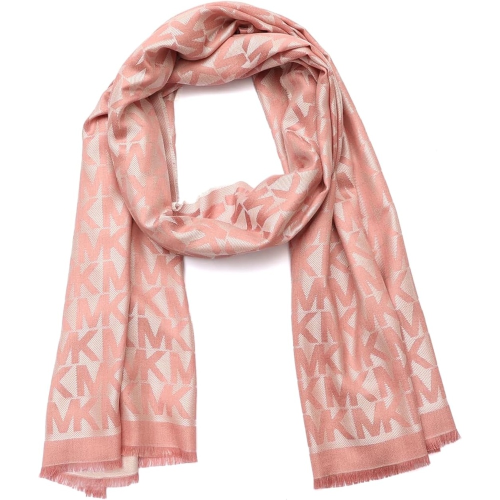 image:imageMichael Kors Womens Mk Charm Colorblocked Lws Scarf Stylish Fashion Accessory for Cold WeatherDusty Rose
