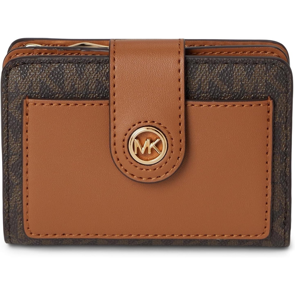 image:imageMichael Kors Womens Mk Charm Small Tab Compact Pocket WalletBrownAcorn