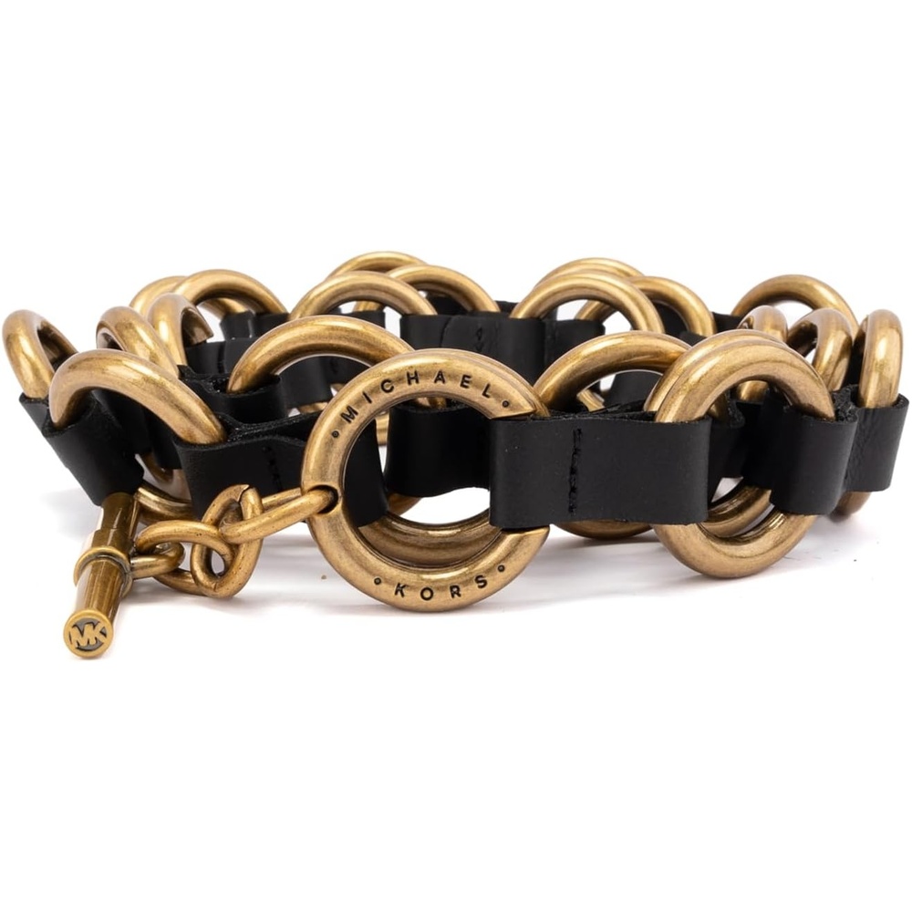 image:imageMichael Kors Womens Multi Ring Belt Stylish amp Versatile Fashion Accessory for Everyday WearBlackAntique Gold