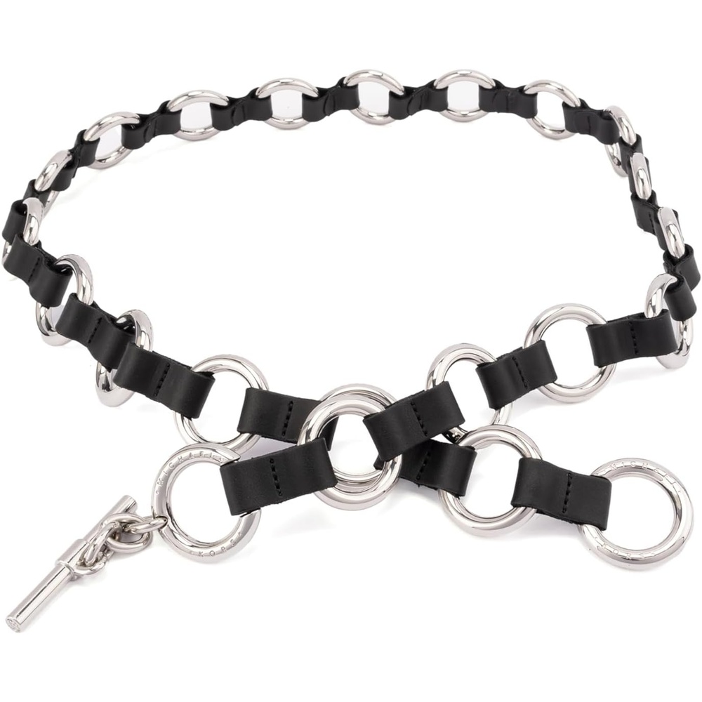 image:imageMichael Kors Womens Multi Ring Belt Stylish amp Versatile Fashion Accessory for Everyday WearBlackSilver