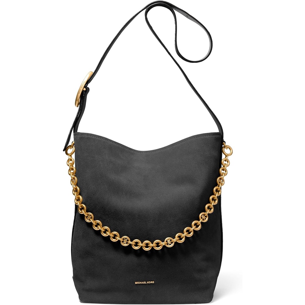 image:imageMichael Kors Womens Nolita Large Bucket Tote BagGoldtone HardwareSuede LeatherBlack