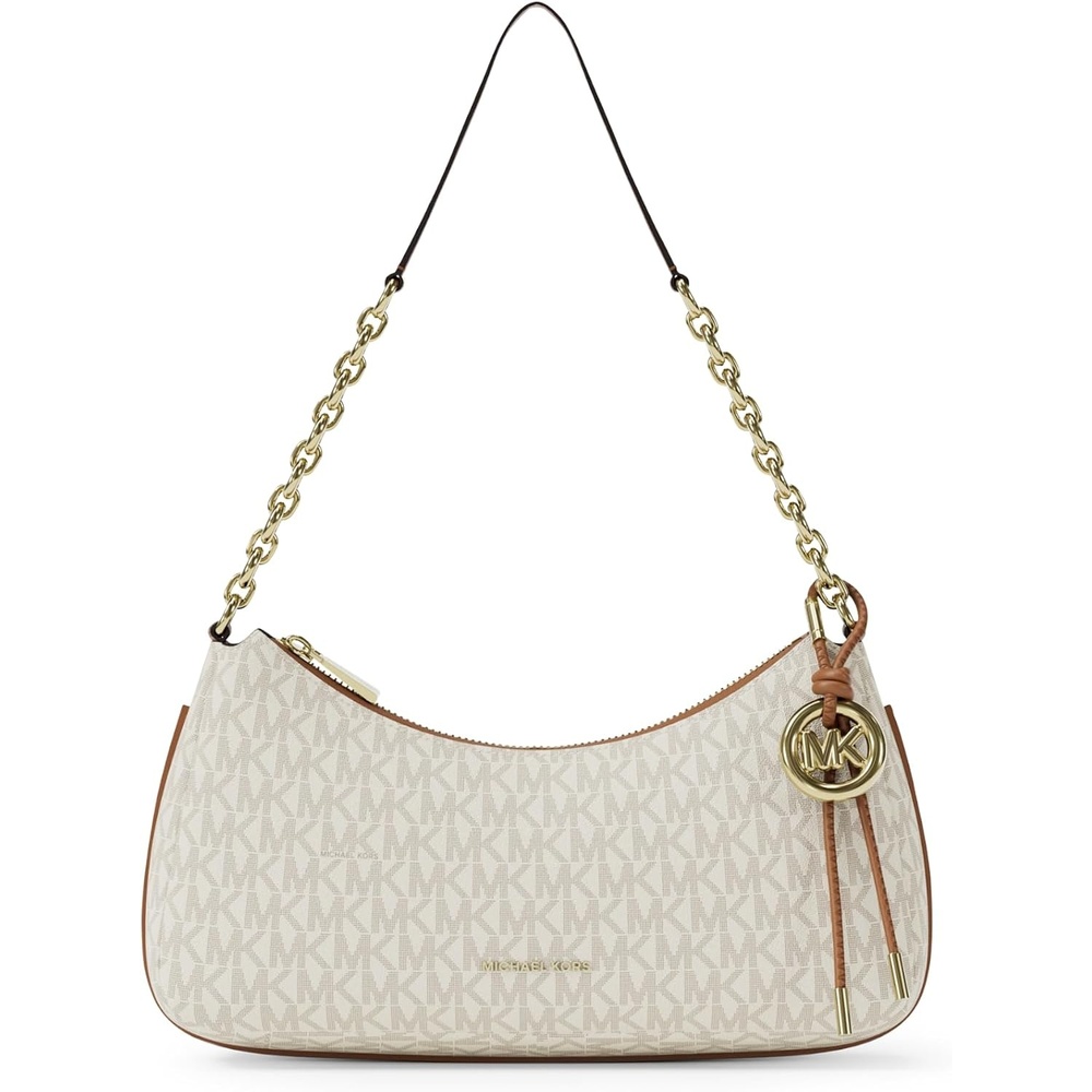 image:imageMichael Kors Womens Nolita Medium Chain Pouchette BagGoldtone HardwareSignature Coated TwillVanillaAcorn